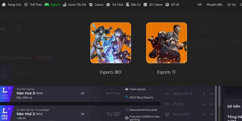 Tổng quan thông tin thú vị về sảnh cược Esports JBO